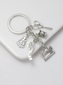 Fashion Sewing Machine Keychain, Sewing Machine, Ruler, Scissors, Clothes Hanger, Clothing Designer, Tailor Keychain Bag Accessories Lanyards With Id Holder Car Accessories Bag Charms - Silver - View 2