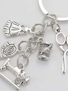 Fashion Sewing Machine Keychain, Sewing Machine, Ruler, Scissors, Clothes Hanger, Clothing Designer, Tailor Keychain Bag Accessories Lanyards With Id Holder Car Accessories Bag Charms - Silver - View 3