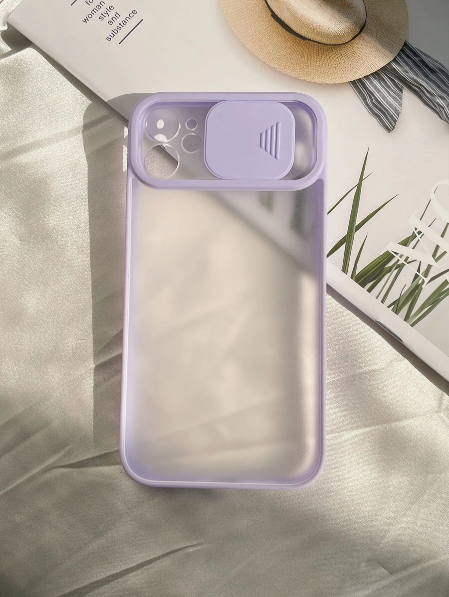 對比色邊框滑動相機保護殼，適用於iPhone 11，iPhone 13，iPhone 14 Pro Max - 紫丁香色 - 查看 1