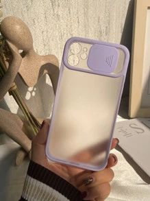 對比色邊框滑動相機保護殼，適用於iPhone 11，iPhone 13，iPhone 14 Pro Max - 紫丁香色 - 查看 3