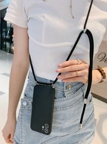 Silicone Anti-Drop Lanyard Phone Case Compatible With Apple 17/17 Air/17 Pro/17 Pro Max/16/16 Pro/16 Pro Max/16E, Soft Protective Cover - Black - View 2