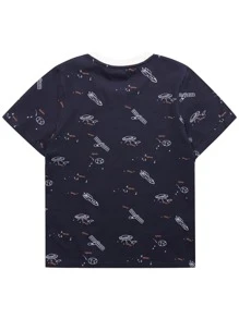 Niños Camiseta con estampado de letra y de cohete - Azul y blanco - Ver 6