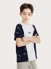 Niños Camiseta con estampado de letra y de cohete - Azul y blanco - Ver 8