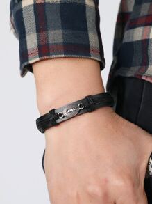 男士足球裝飾手環 - 黑色 - 查看 1