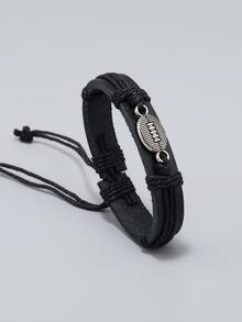 男士足球裝飾手環 - 黑色 - 查看 2