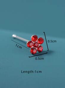 Nooxian 20pcs/set Popular Rhinestone Decor Nose Stud Copper Simple & Stylish For Women & Girls Unisex - Multicolor - View 4