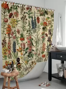 Floral Print Curtain chống thấm nước vòi hoa sen - Nhiều màu - Xem 1