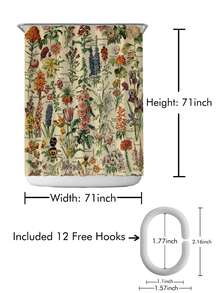 Floral Print Curtain chống thấm nước vòi hoa sen - Nhiều màu - Xem 3