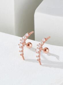 2入組方晶鋯石裝飾耳骨夾 - 玫瑰金 - 查看 2