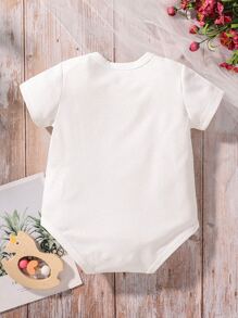 Baby Boy Letter & Heart Print Bodysuit - White - View 2