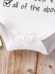 Baby Boy Casual Heart & Slogan Printed Bodysuit, Summer - White - View 5