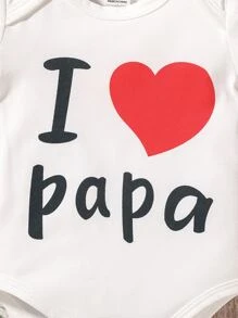 Baby Boy Letter & Heart Print Bodysuit - White - View 5