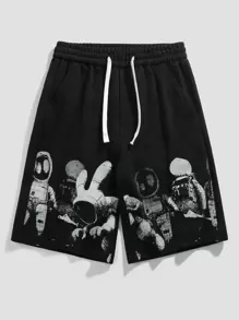 Quần Short Nam Dây kéo Túi Con số Đường phố - màu đen - Xem 1