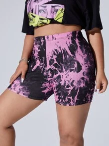 SHEIN EZwear 大碼紮染騎行褲