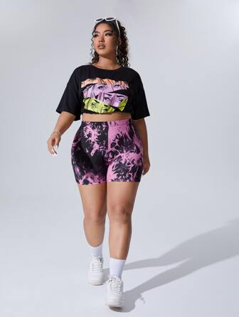 Plus Tie Dye Cycling Shorts