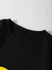 SHEIN EZwear 卡通臉圖案加絨內裏運動衫