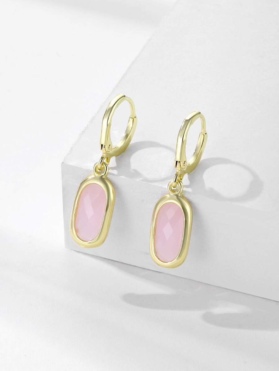 橢圓形耳墜 - 彩色 - 查看 1