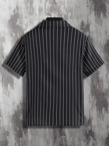 Boys Vertical Striped Shirt - Black - View 2