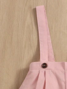 SHEIN Baby Plicated Detail Pinafore Trousers - Baby Pink - View 3