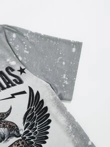 Flirla 大碼骷髏和字母圖案T恤 - 灰色 - 查看 4