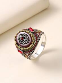 Nhẫn trang trí Rhinestone - Đỏ - Xem 1