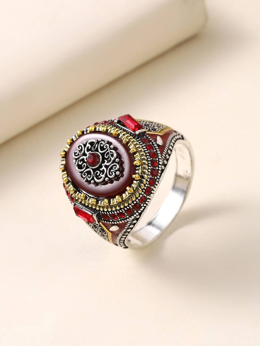 Nhẫn trang trí Rhinestone - Đỏ - Xem 1