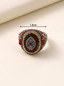 Nhẫn trang trí Rhinestone - Đỏ - Xem 3