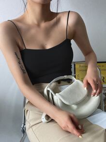 DAZY Top De Tirantes Acanalado Y Sólido - Negro - Ver 6