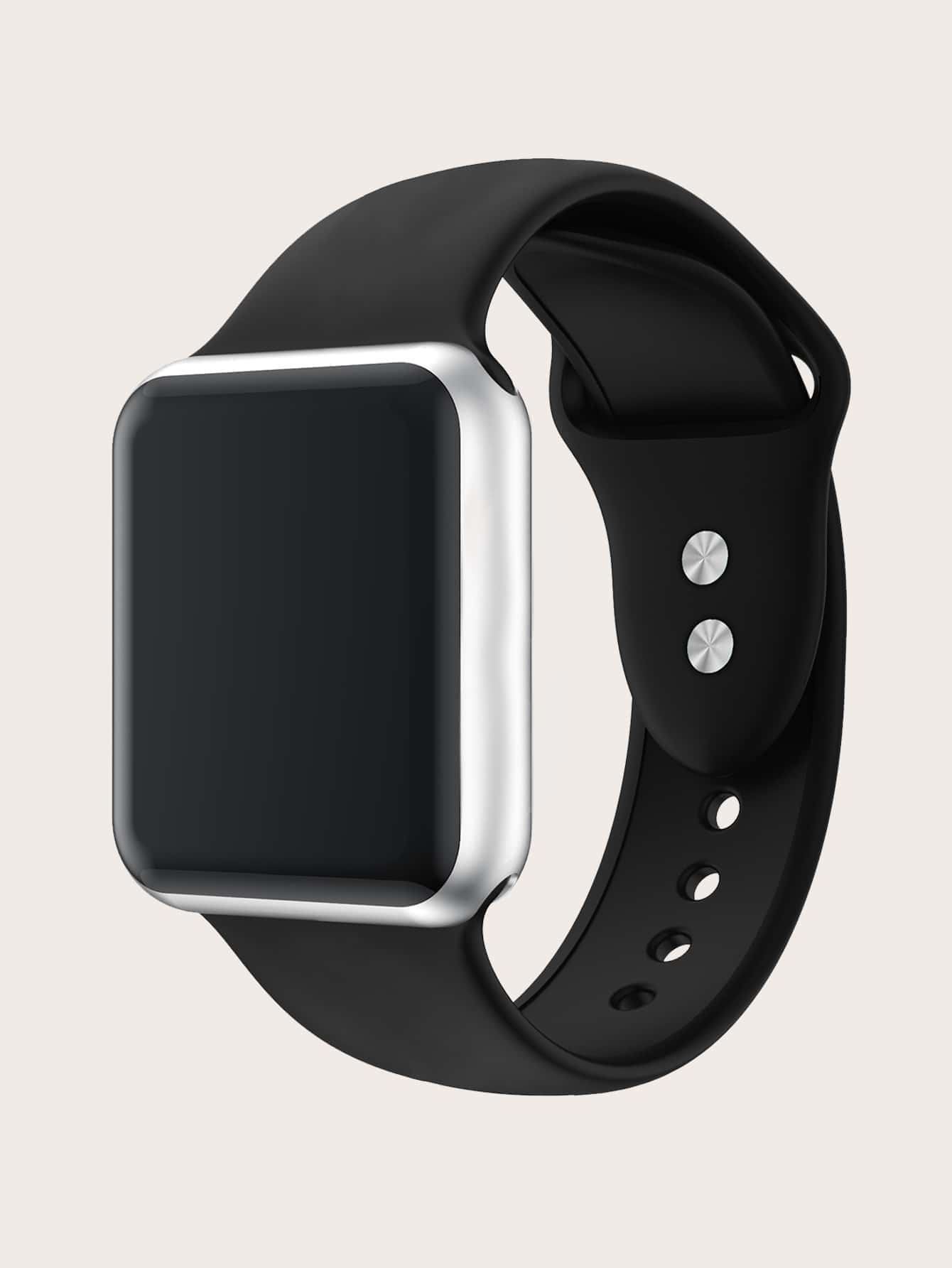 Silicone Watchband Compatible With Apple Watch - Black - View 1