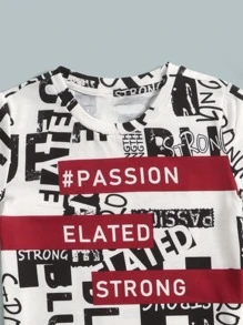 SHEIN Young Boy Letter Graphic Tee & Shorts - Multicolor - View 4