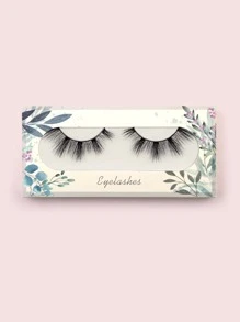 1對自然色長款合成纖維假睫毛 - 黑色 - 查看 1