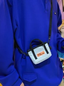 Túi crossbody Nam Lá thư Có thể điều chỉnh được - Màu xanh nhạt - Xem 2