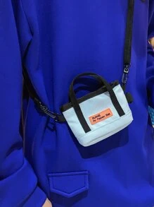 Túi crossbody Nam Lá thư Có thể điều chỉnh được - Màu xanh nhạt - Xem 4