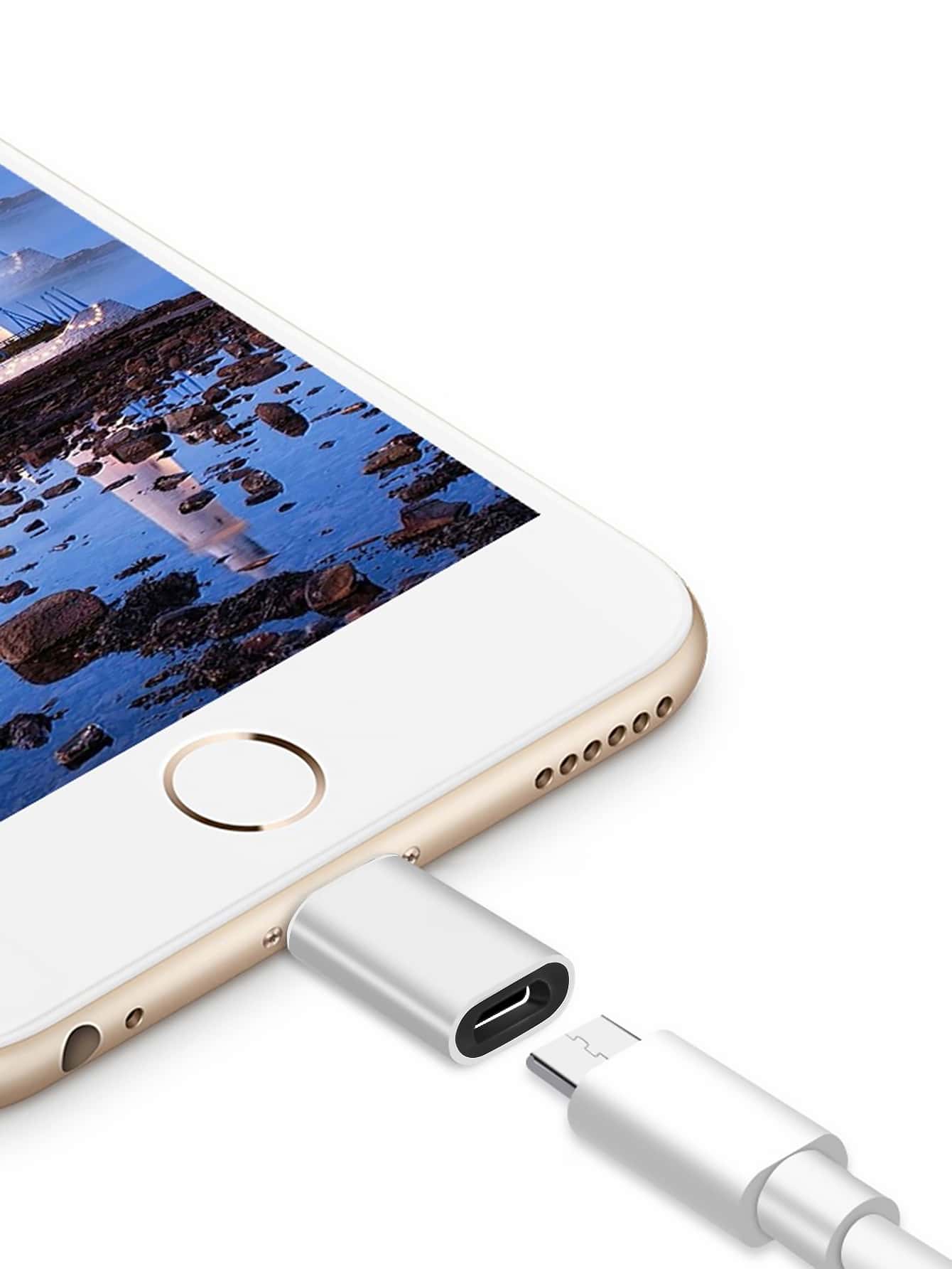 Adaptador de cable de cargador tipo C a Lightning - Plateado - Ver 1