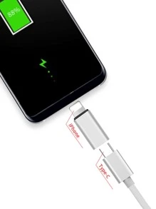 Adaptador de cable de cargador tipo C a Lightning - Plateado - Ver 4