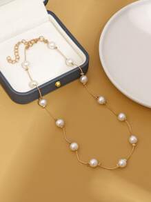 Faux Pearl Decor Necklace - Multicolor - View 2