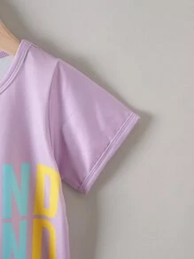 Toddler Girls Slogan Graphic Tee - Lilac Purple - View 4