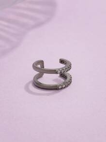 1件时尚彩色水钻装饰多层夹式耳环，男女皆宜，日常配饰 - 槍黑色 - 查看 4