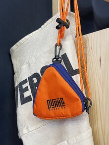 男士字母印花徽标三角形多功能挂脖休闲零钱包小物件耳机钥匙收纳包斜挎包 - 橘色 - 查看 4