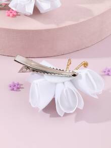 Bộ 2 kẹp tóc hình bướm lưới cho bé gái, phụ kiện trang trí hàng ngày. - trắng - Xem 2