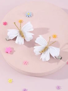 Bộ 2 kẹp tóc hình bướm lưới cho bé gái, phụ kiện trang trí hàng ngày. - trắng - Xem 5