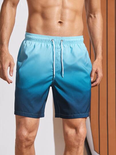Manfinity KASUA Guys Ombre Drawstring Waist Swim Trunks