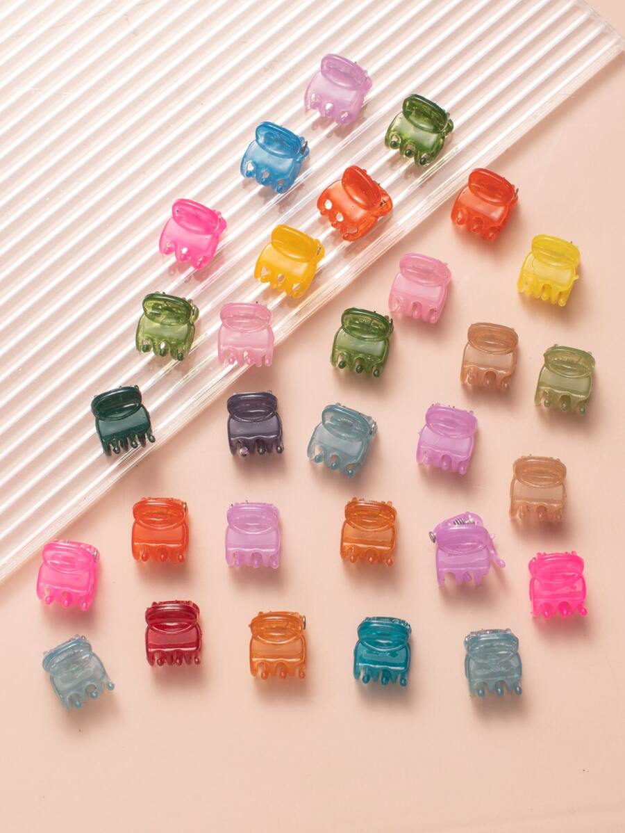 30入組小女童素色髮爪 - 彩色 - 查看 1