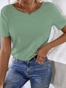 Floral Lace Crisscross Tee - Mint Green - View 3