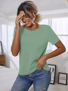 Floral Lace Crisscross Tee - Mint Green - View 6