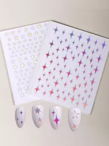 2sheets Star Print Nail Art Sticker - Multicolor - View 1