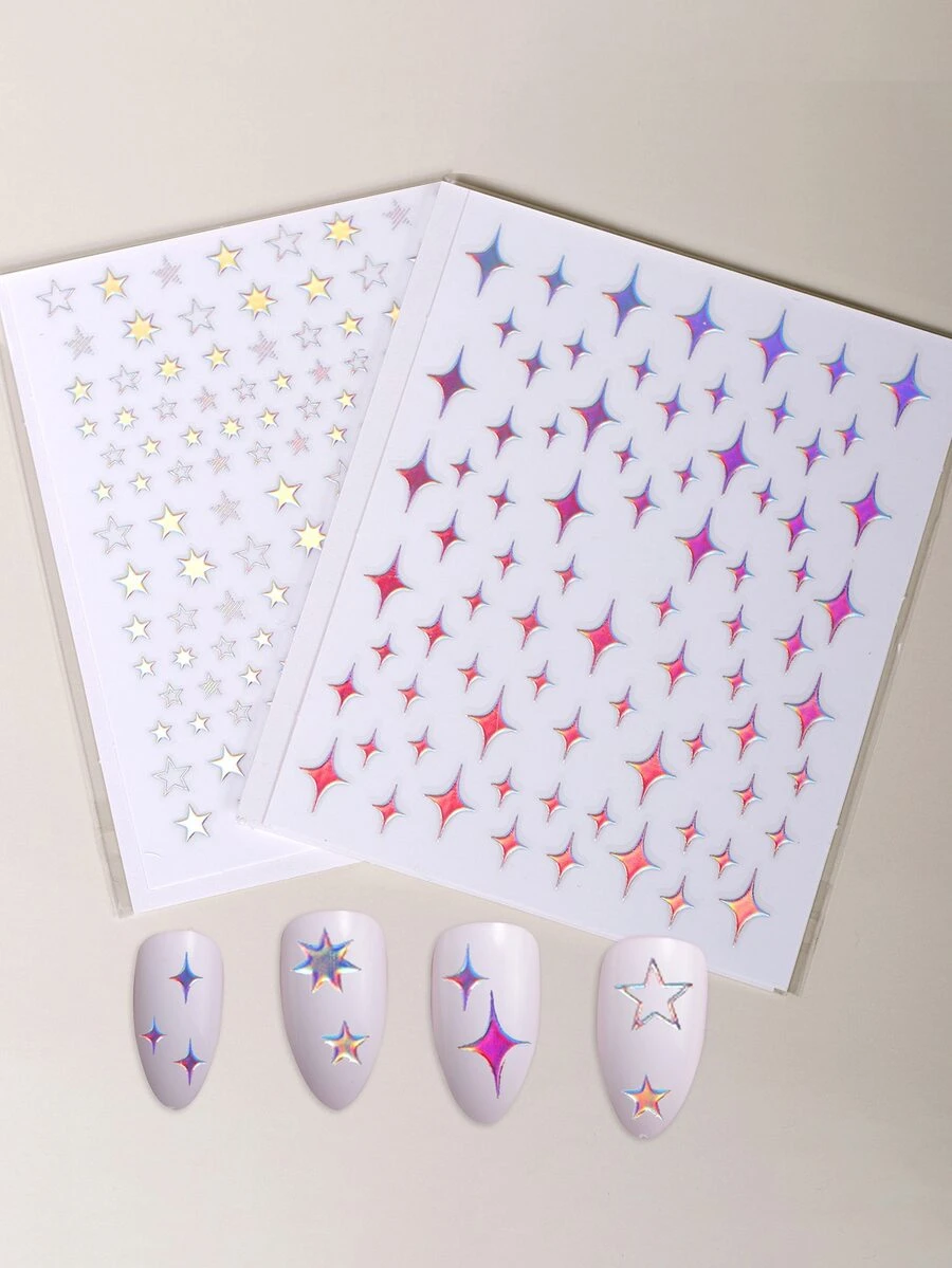 2sheets Star Print Nail Art Sticker - Multicolor - View 1