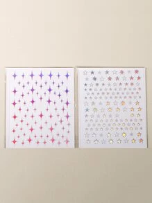 2sheets Star Print Nail Art Sticker - Multicolor - View 2