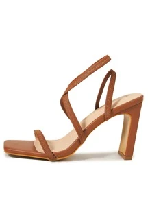 Thin Strap Slingback Sandals - Brown - View 3