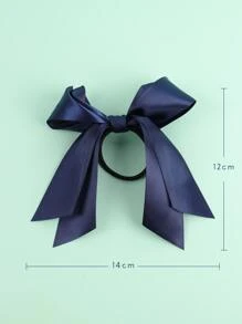 Girls Bow Decor Hair Tie - Navy Blue - View 3